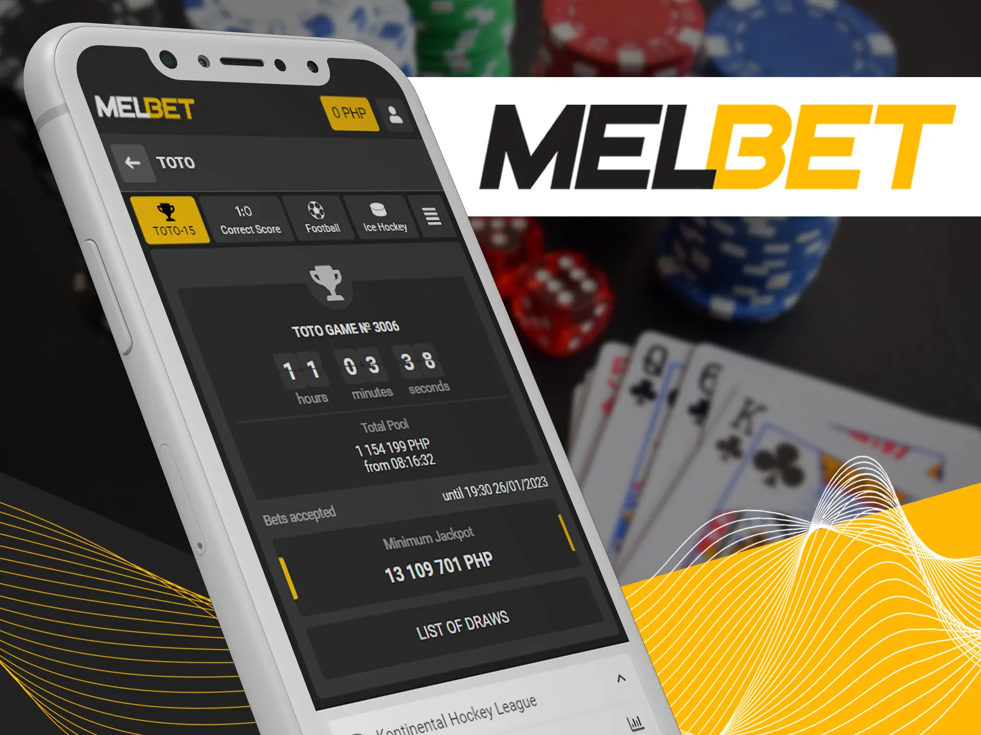 Bet on events using toto system and win money.